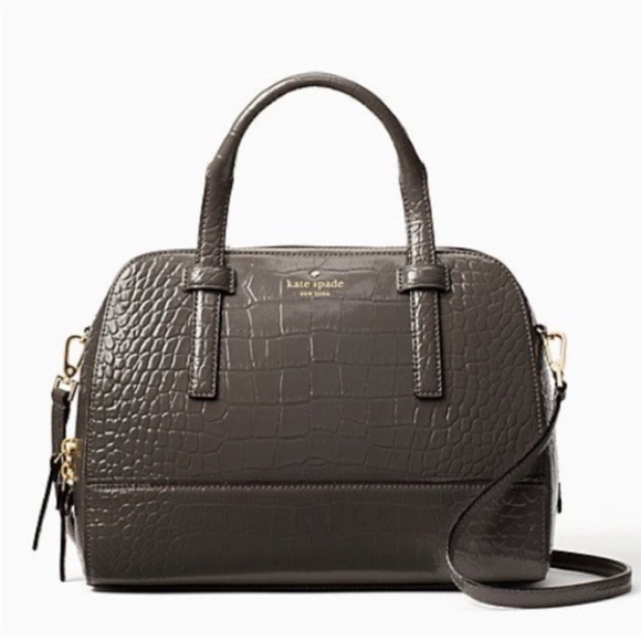Kate Spade Gray Croc-Embossed Satchel with Gold Hardware  NWOT - Picture 11 of 14